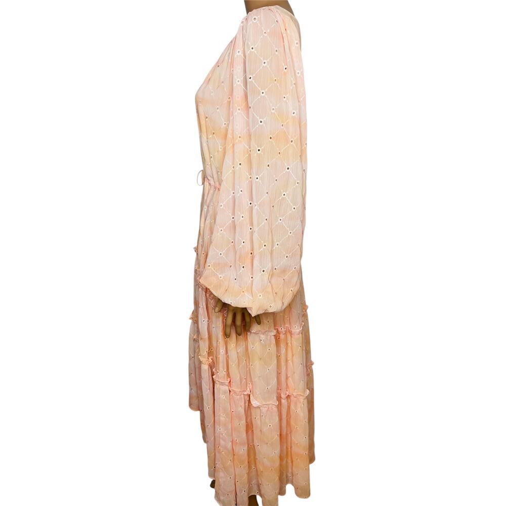 Rachel Parcell Pink Angel Cloudy Sky Hi-Lo Eyelet Midi Dress size M Long sleeve - Picture 3 of 12